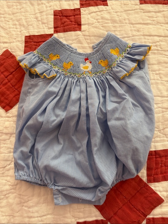 Velani Classics Other - Blue Smocked Chick Baby One-Piece Bodysuit
